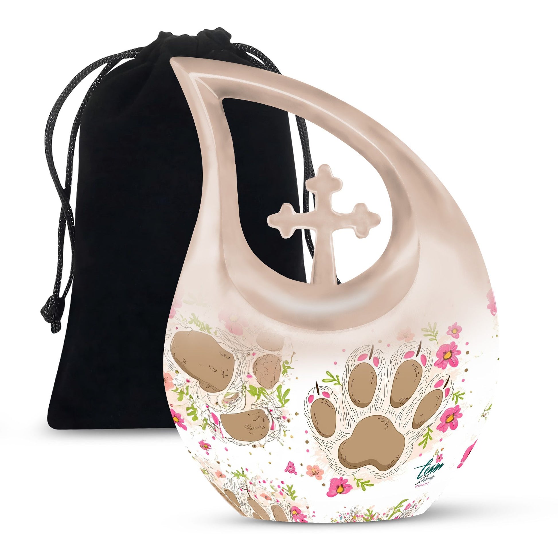 Pet Paw Theme Funeral Urn - Decorative Pet Memorial Urn For Ashes