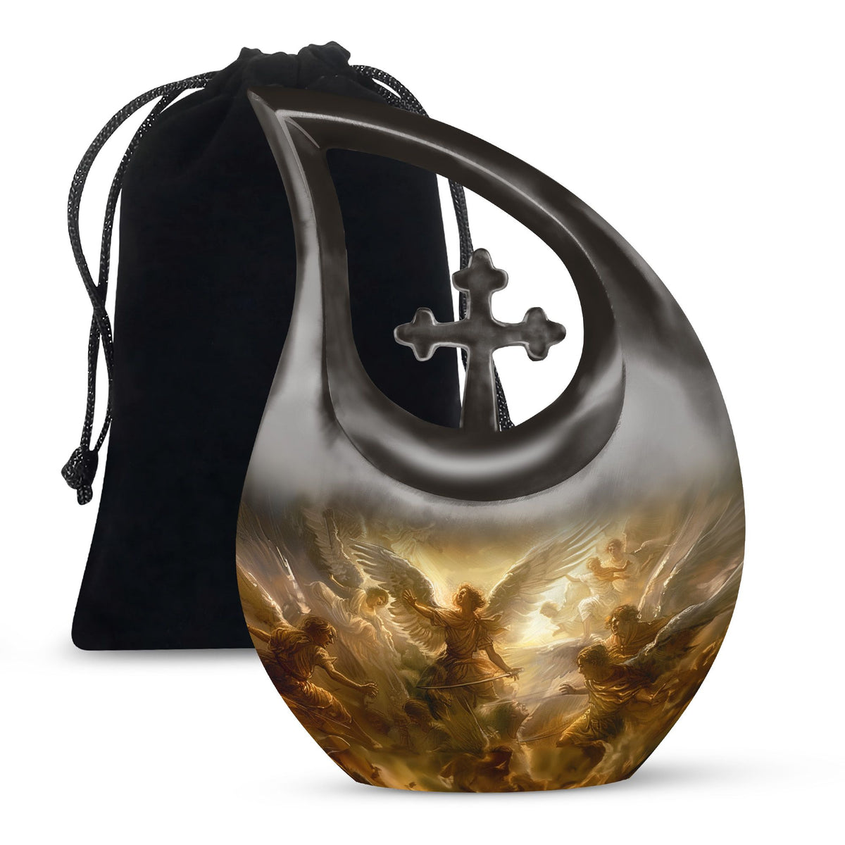 Golden Angel Cremation Urn - Aluminium Memorial Urn For Female