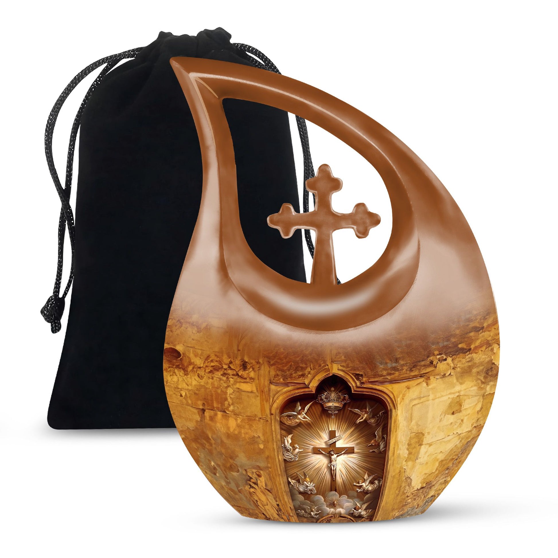 Christian Theme Memorial Urn - Cross Funeral Urn For Adult Male & Female