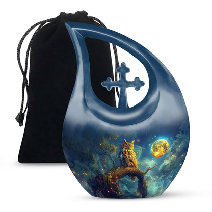 Moonlight Owl Cremation Urn – Celestial Memorial Urn For Human Ashes