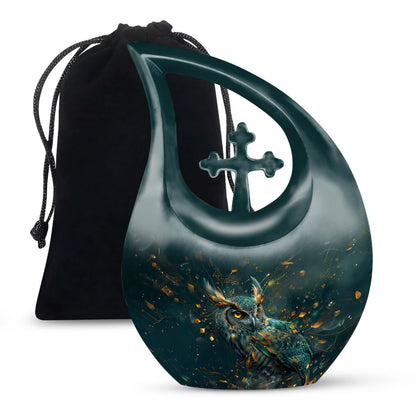 Fantasy Art Owl Memorial Urn - Elegant Cremation Urn For Ashes