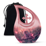 Pink Owl Cremation Urn - Beautiful Funeral Urn For Burial