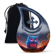Neon Owl Funeral Urn - Artistic Cremation Urn For Adult Ashes