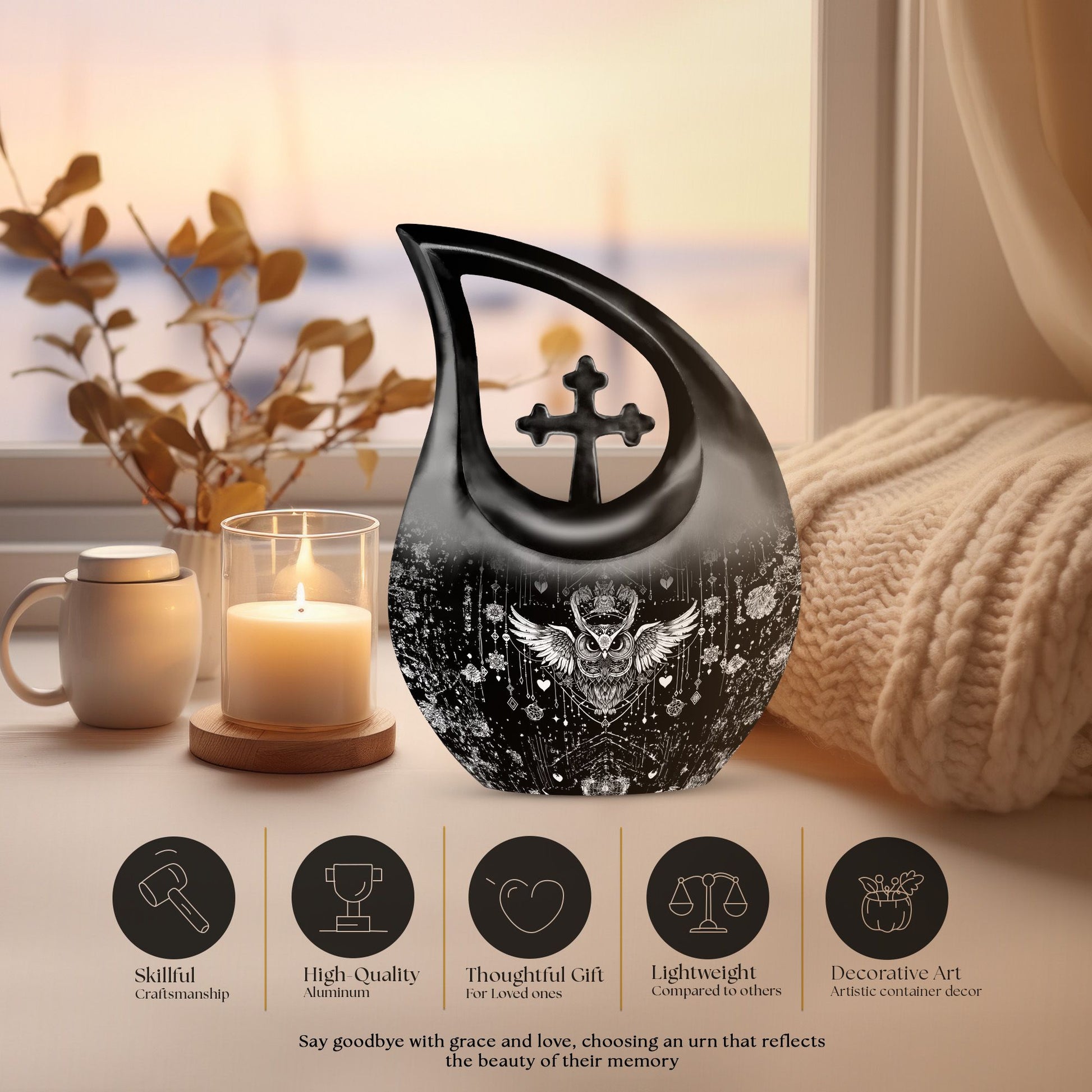 Owl Urns For Ashes - Funeral Decor Urn - Memorial Urn