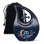 Colorful Owl Cremation Urn - Floral Memorial Urn For Human Ashes