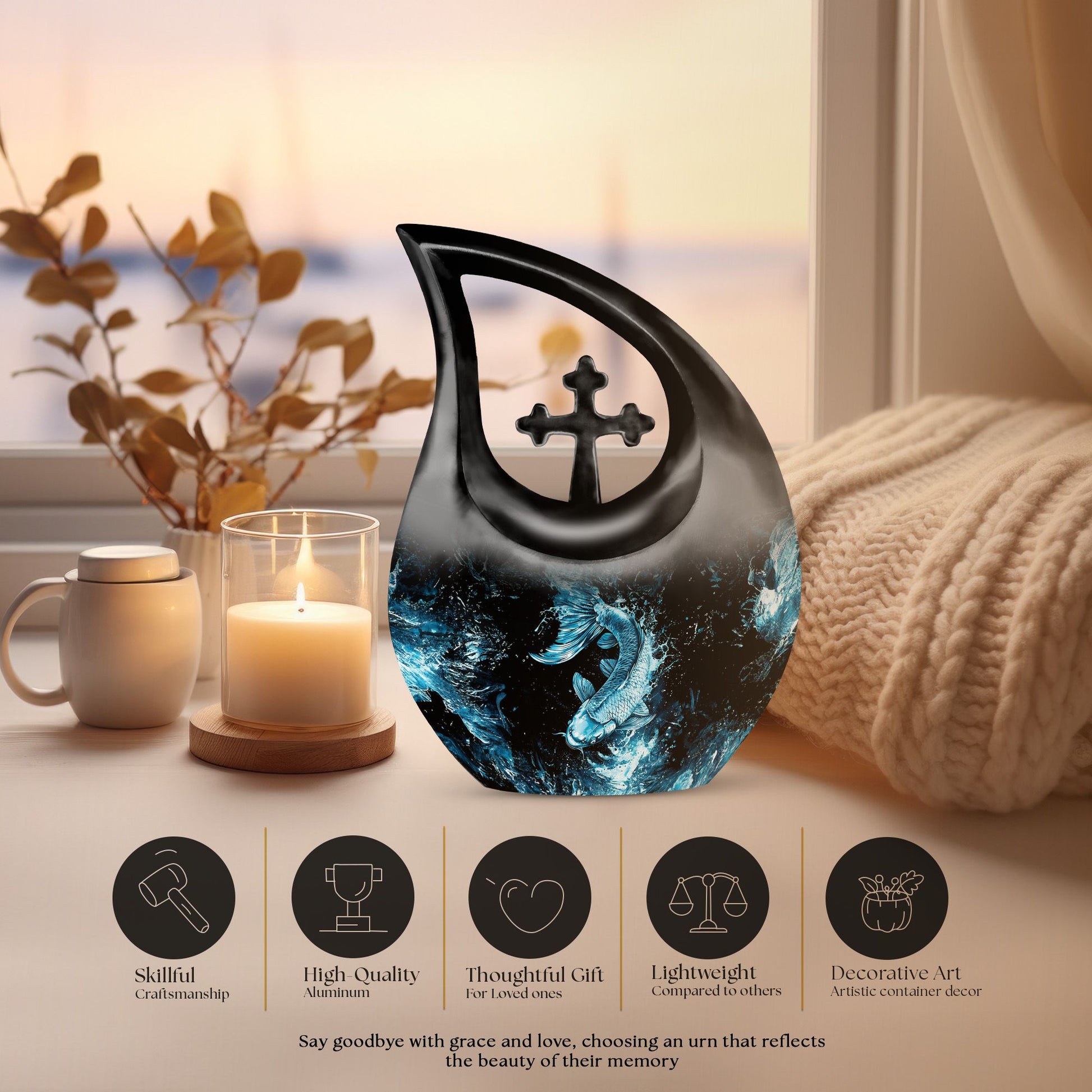 Fish Urns For Ashes - Small Burial Urns For Adult Human Ashes