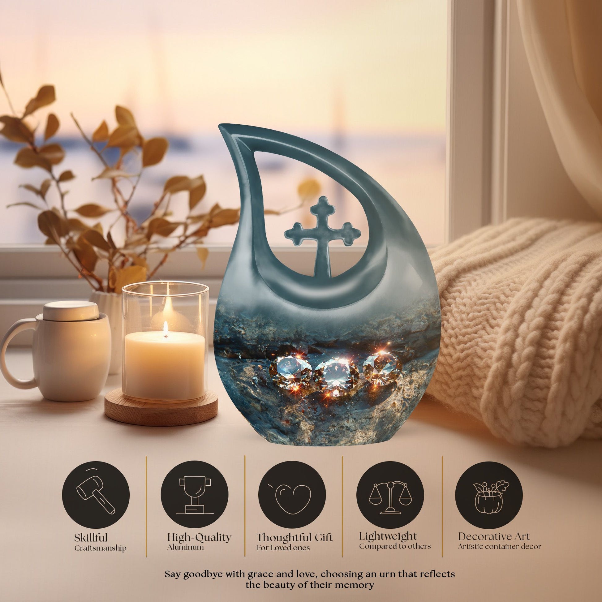 Diamond Urns For Ashes - Adult Size Cremation Urns