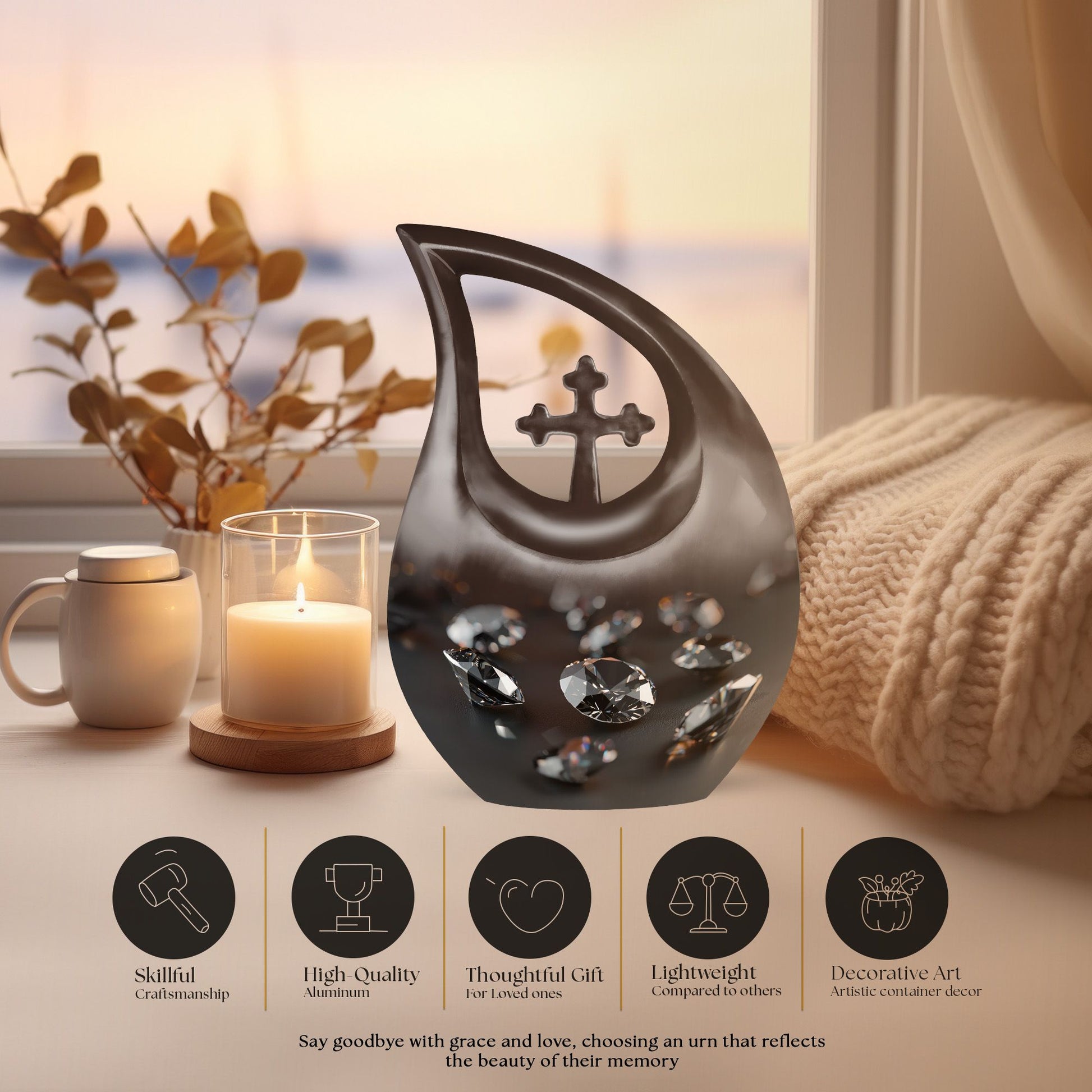 Diamond Urns For Ashes - Small Cremation Urns For Human Ashes Adult