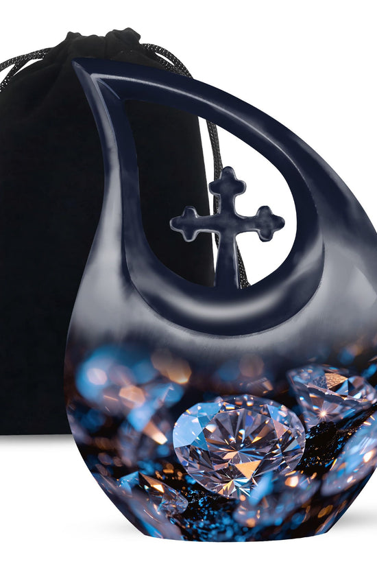 Diamond Memorial Urn For Ashes - Elegant Funeral Urn For Burial