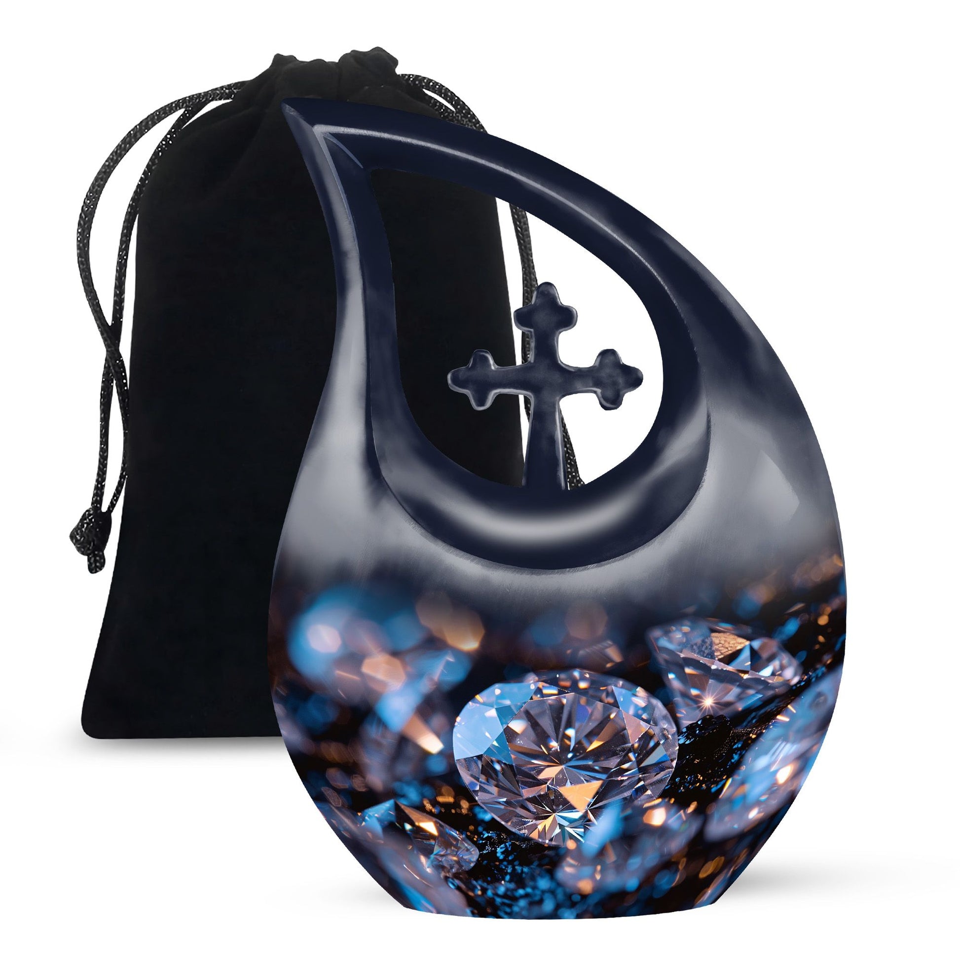 Diamond Memorial Urn For Ashes - Elegant Funeral Urn For Burial