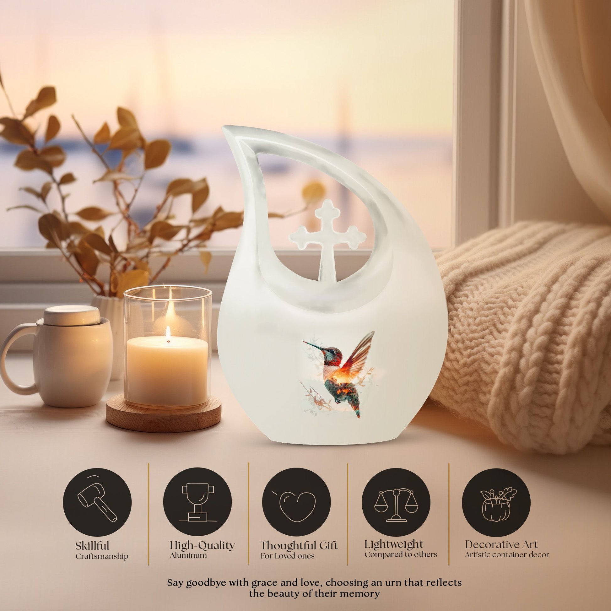 Humming Bird Urns For Ashes - Cremation Urns For Human Ashes Adult Black