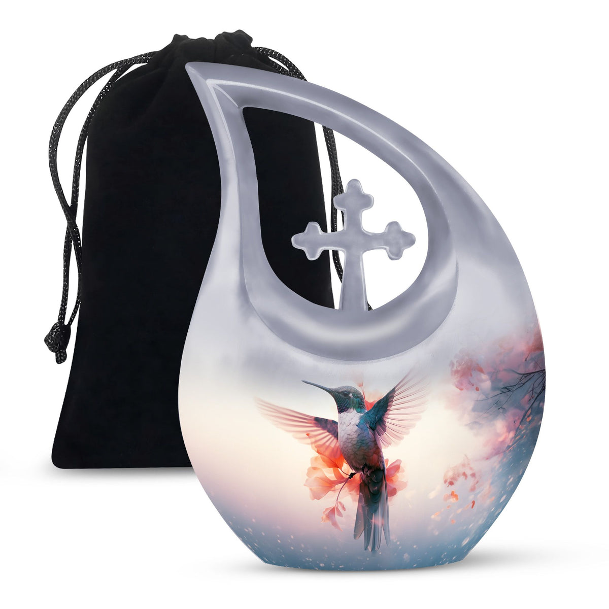 Beautiful Hummingbird Theme Cremation Urn - Large Memorial Urn For Ashes