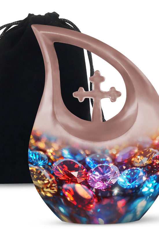 Diamond Theme Memorial Urn - Aluminium Funeral Urn For Adult Ashes