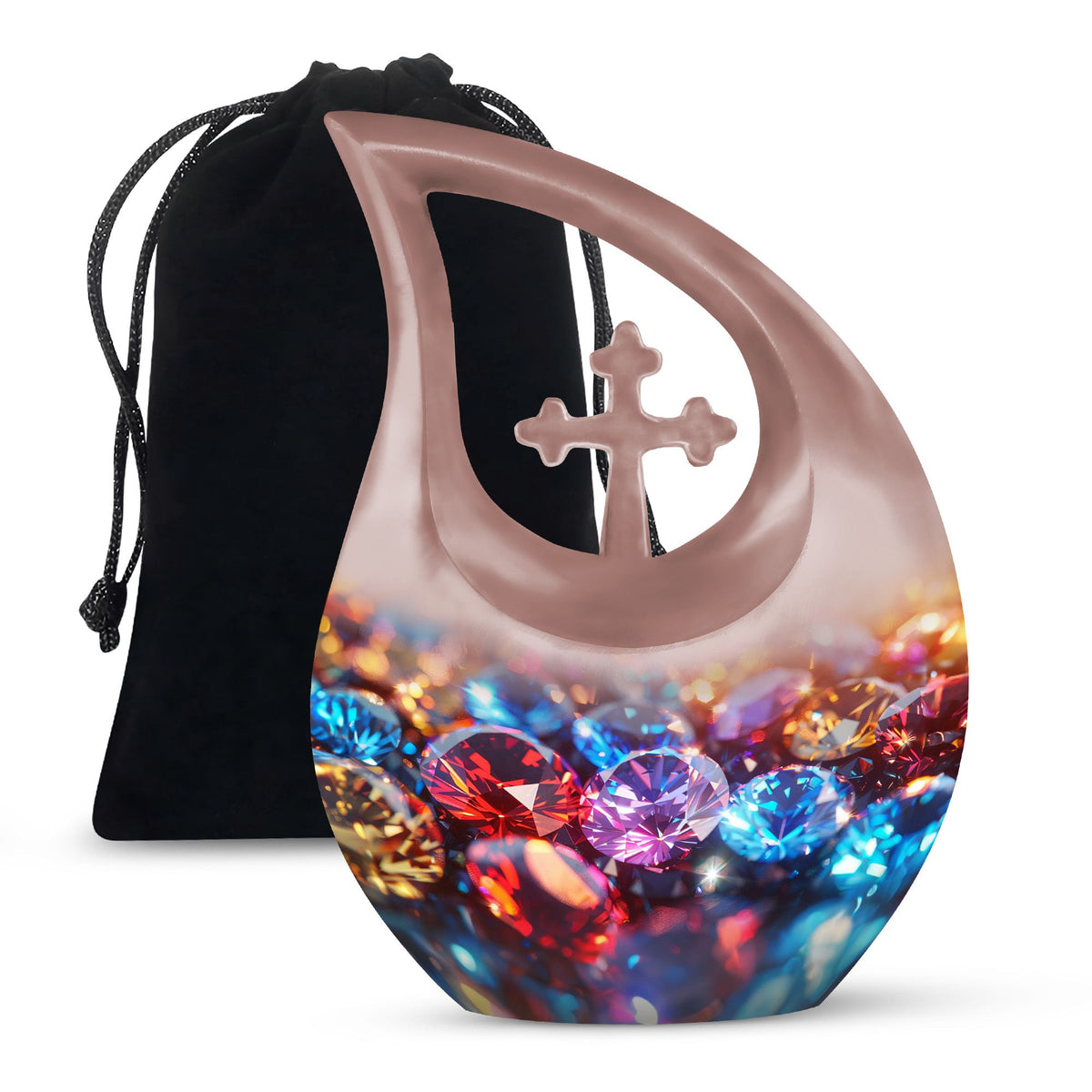 Diamond Theme Memorial Urn - Aluminium Funeral Urn For Adult Ashes