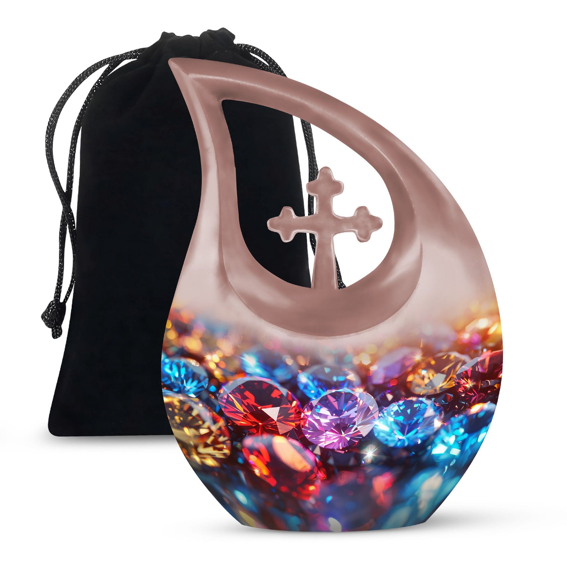 Diamond Theme Memorial Urn - Aluminium Funeral Urn For Adult Ashes
