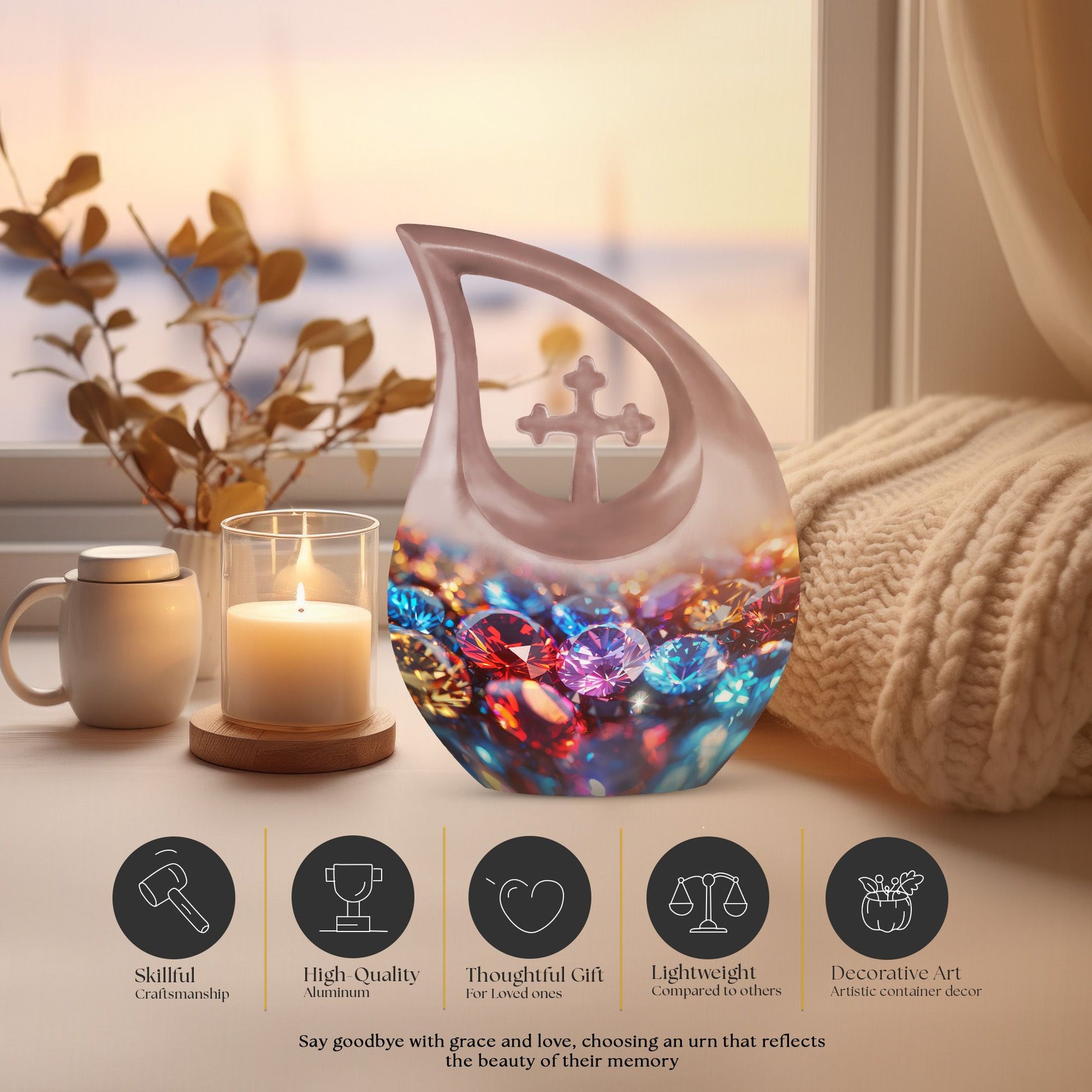 Diamond Urns For Ashes - Urn Keepsake Combo Set