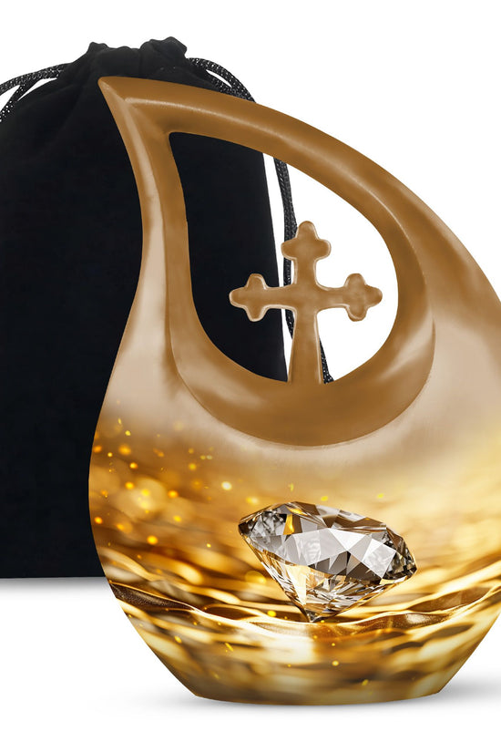 Elegant Diamond Funeral Urn - Premium Cremation Urn For Adult Ashes
