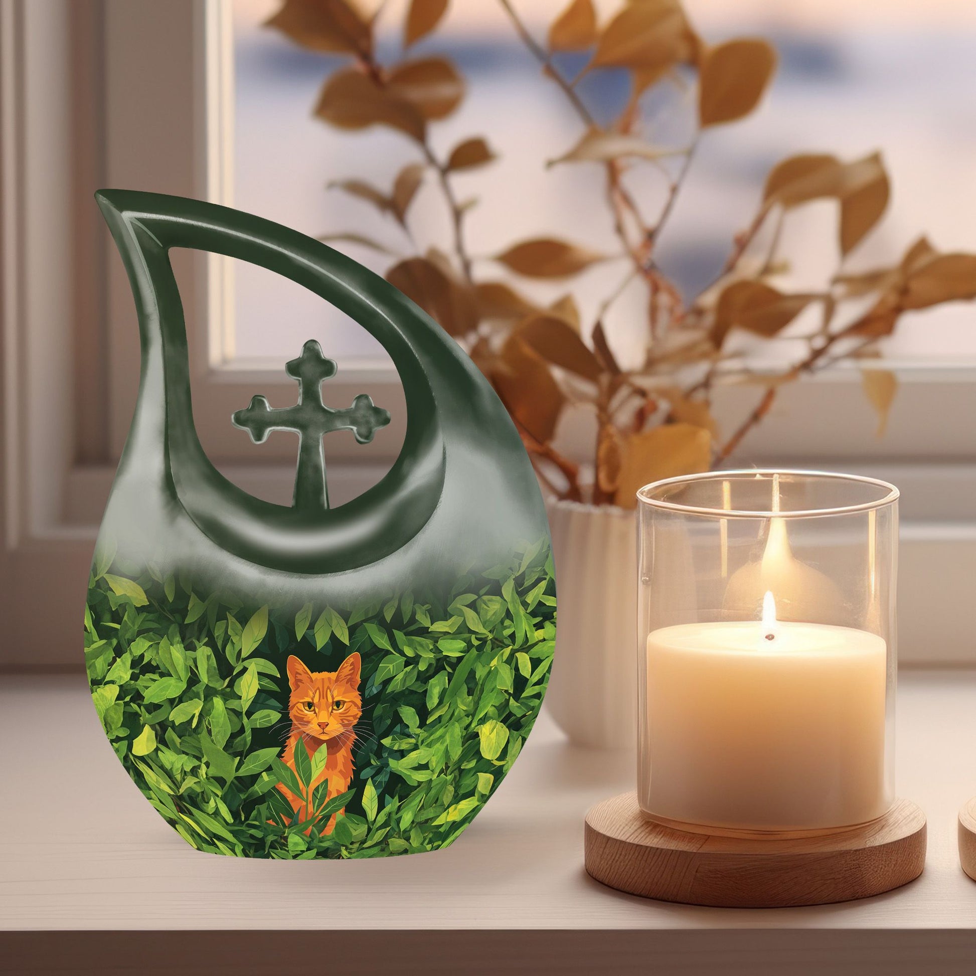 Orange Cat Urns For Ashes - Funeral Urns Women