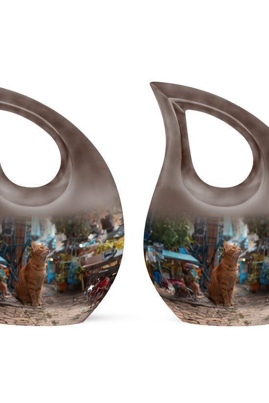 Orange Cat Urns For Ashes - Cremation Urn Women