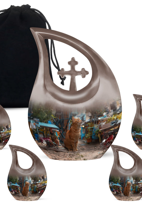Orange Cat Urns For Ashes - Cremation Urn Women