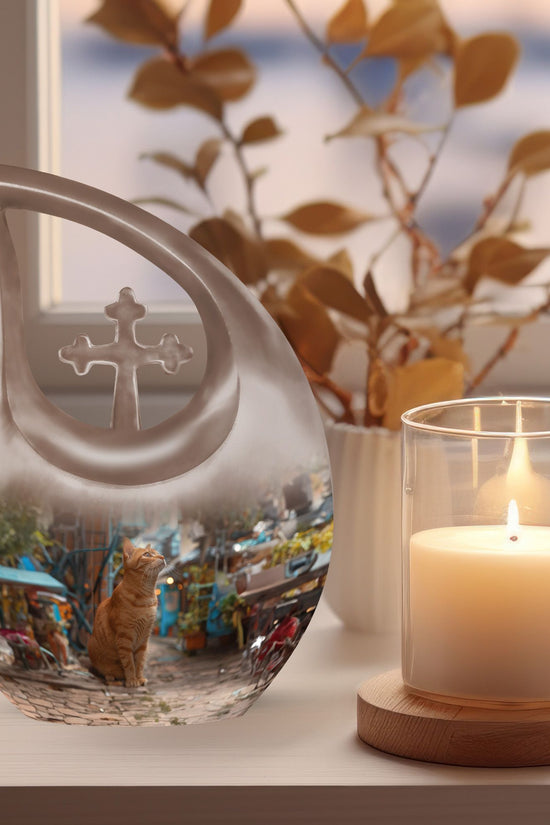 Orange Cat Urns For Ashes - Cremation Urn Women