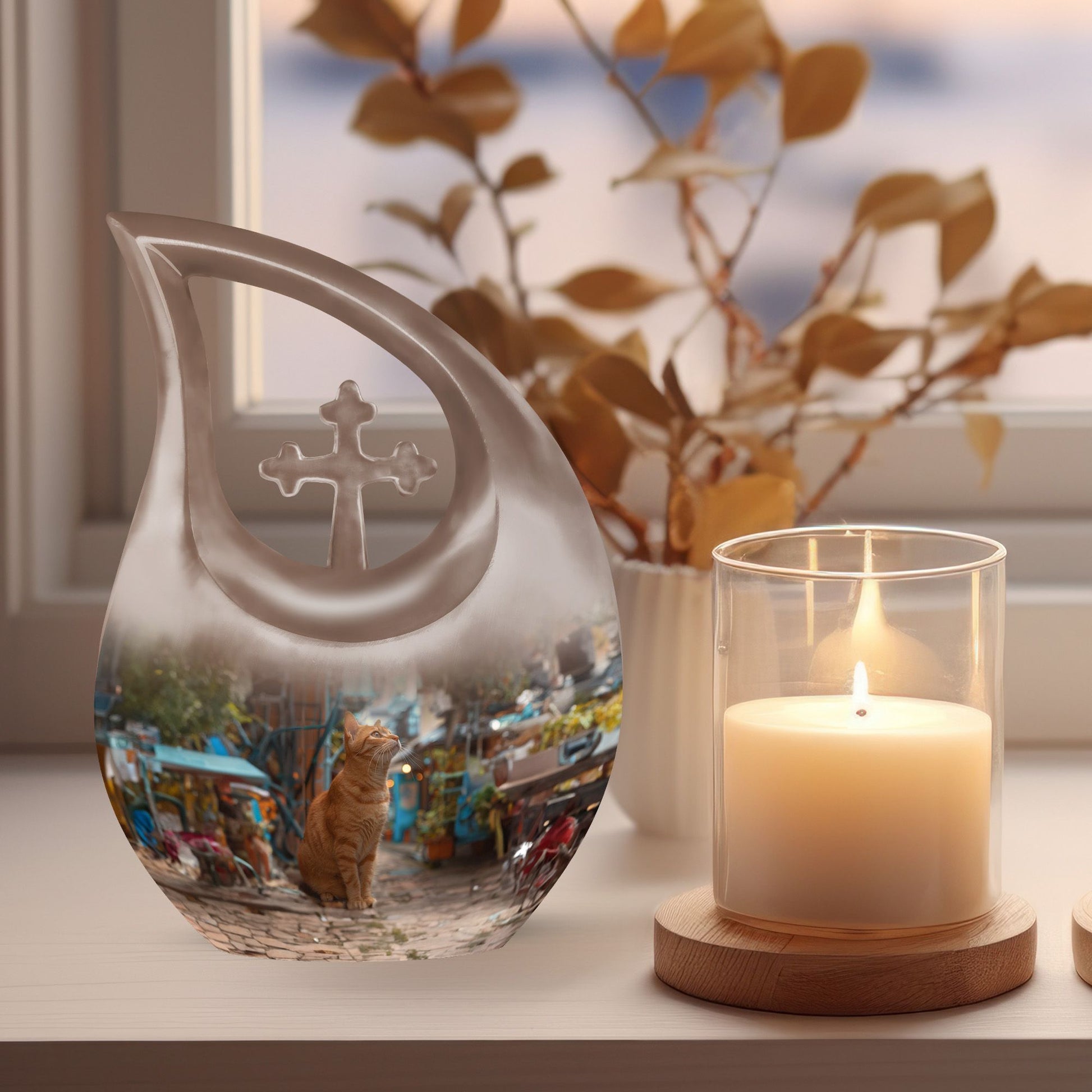 Orange Cat Urns For Ashes - Cremation Urn Women