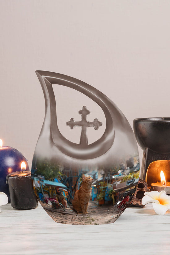 Orange Cat Urns For Ashes - Cremation Urn Women