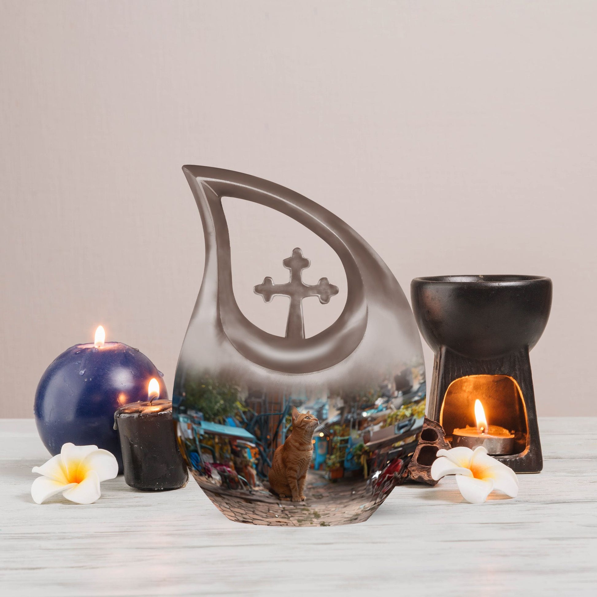 Orange Cat Urns For Ashes - Cremation Urn Women