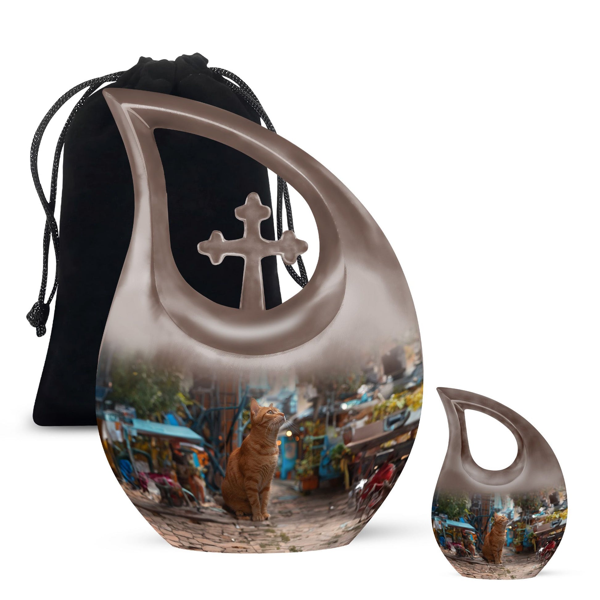 Orange Cat Urns For Ashes - Cremation Urn Women