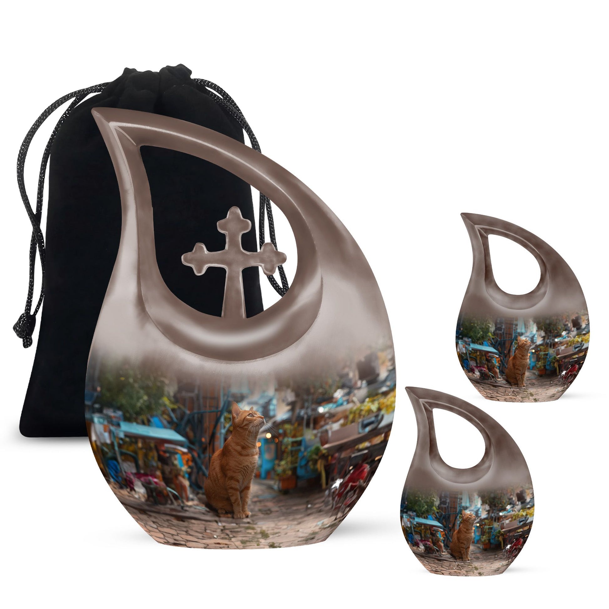 Orange Cat Urns For Ashes - Cremation Urn Women