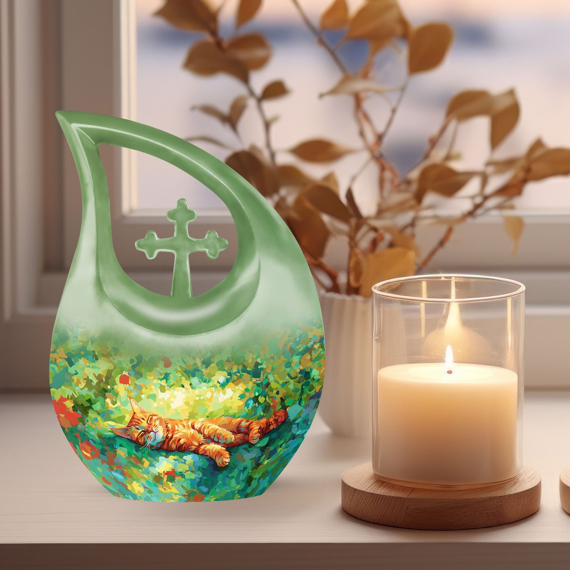 Orange Cat Urns For Ashes - Cremation Urn Men