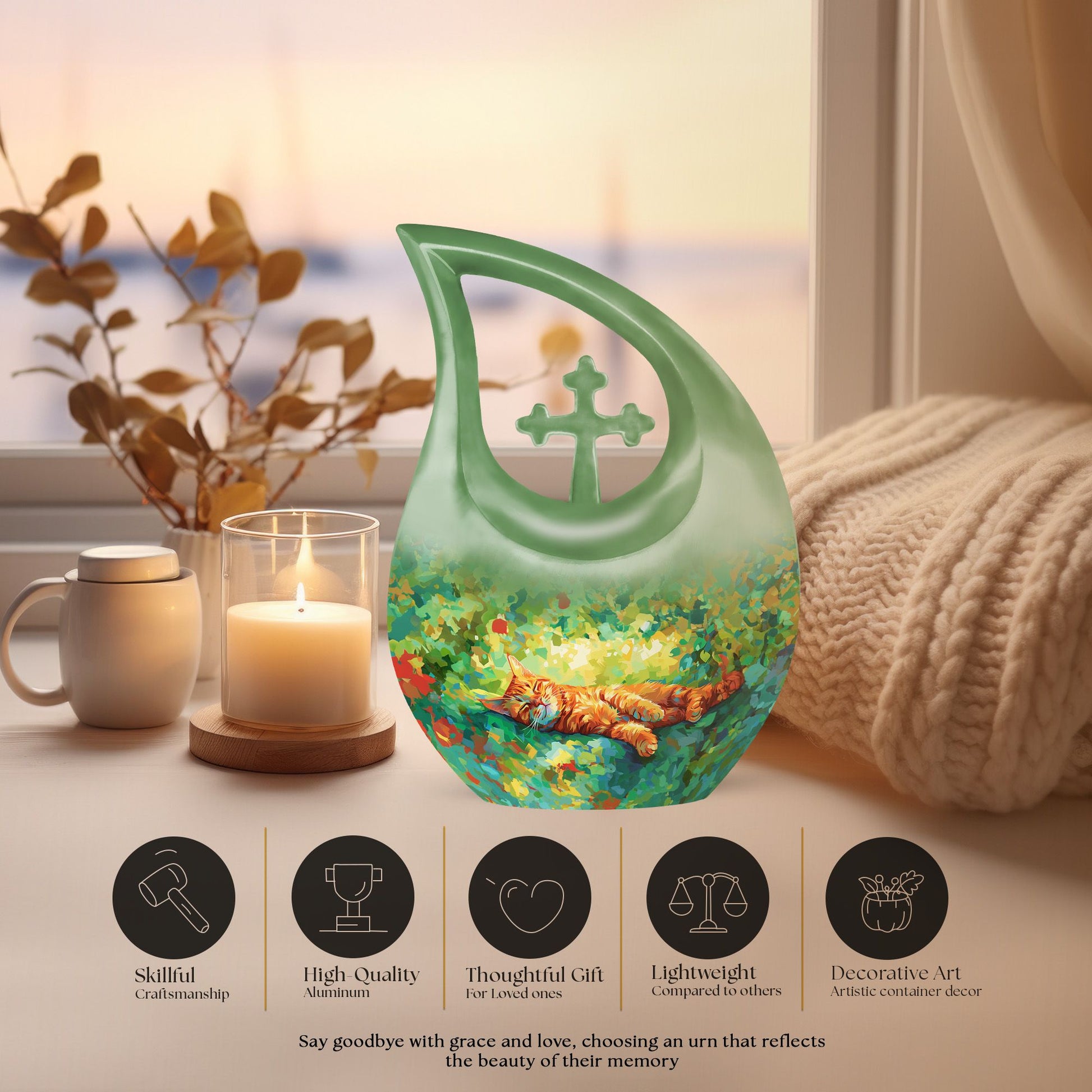 Orange Cat Urns For Ashes - Cremation Urn Men