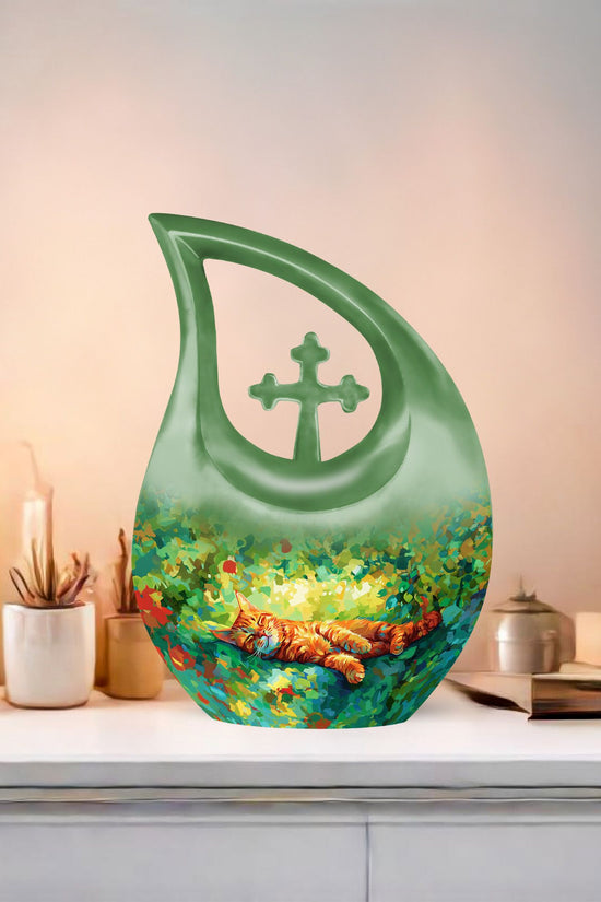Orange Cat Urns For Ashes - Cremation Urn Men