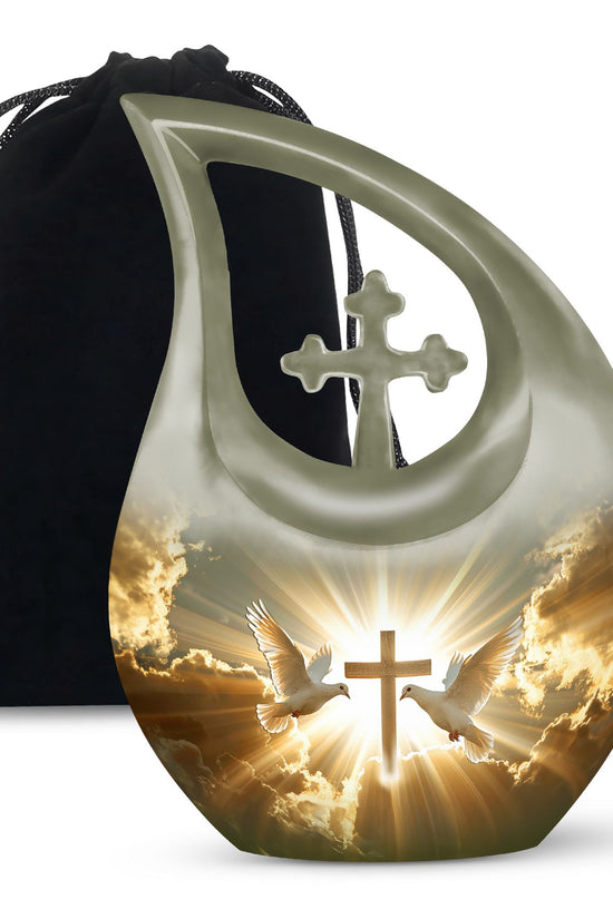 Christian Theme Cremation Urn - Dove Memorial Urn For Human Ashes