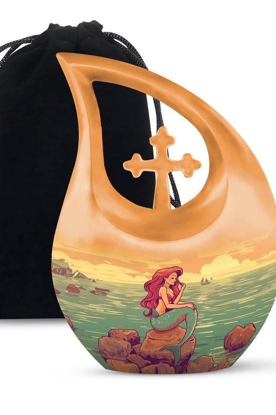Beach Mermaid Memorial Urn - Artistic Memorial Urn For Loved Ones