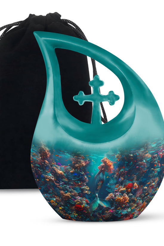 Tropical Ocean Mermaid Ashes Urn - Artistic Memorial Urn For Loved Ones