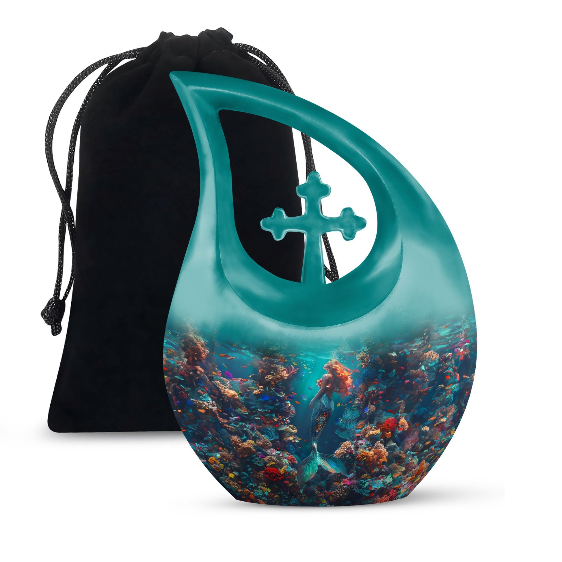 Tropical Ocean Mermaid Ashes Urn - Artistic Memorial Urn For Loved Ones
