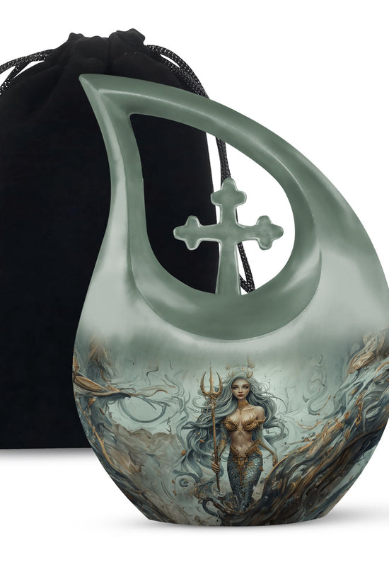 Beautiful Mermaid Theme Cremation Urn - Sea Theme Funeral Urn For Female