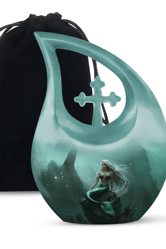 Emerald Mermaid Cremation Urn - Ocean Memorial Urn For Human Ashes