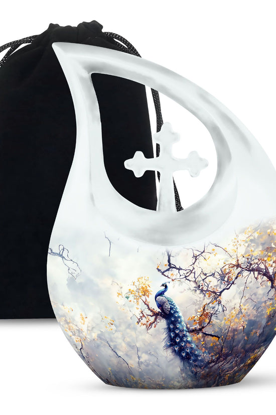 Elegant Peacock Cremation Urn - Artistic Memorial Urn For Human Ashes