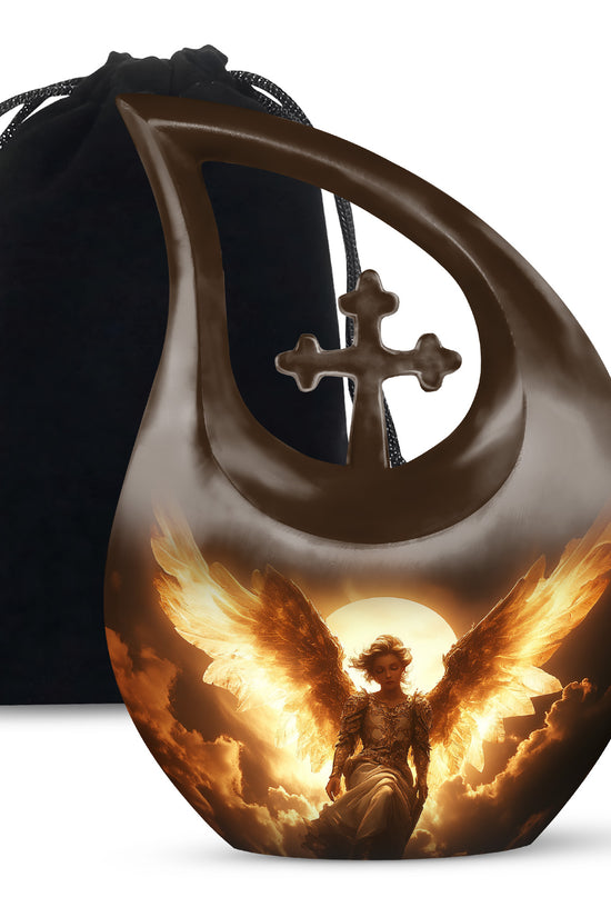 Goddess Angel Funeral Urn - Golden Sunlight Memorial Urn For Human Ashes