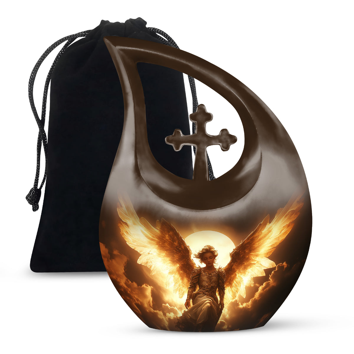 Goddess Angel Funeral Urn - Golden Sunlight Memorial Urn For Human Ashes