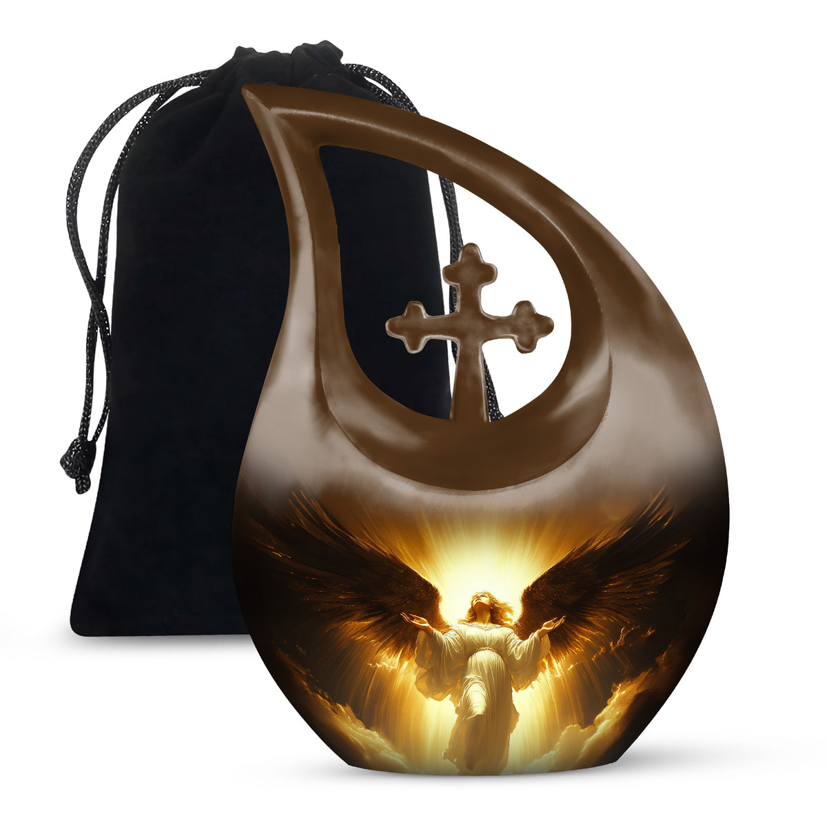 Spiritual Angel Funeral Urn - Golden Heaven Cremation Urn For Ashes