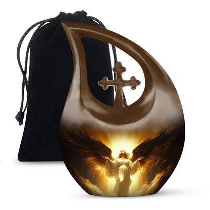 Spiritual Angel Funeral Urn - Golden Heaven Cremation Urn For Ashes