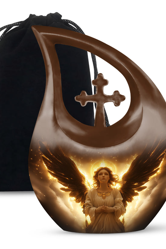 Halo Angel Memorial Urn - Golden Light Funeral Urn For Adult Ashes