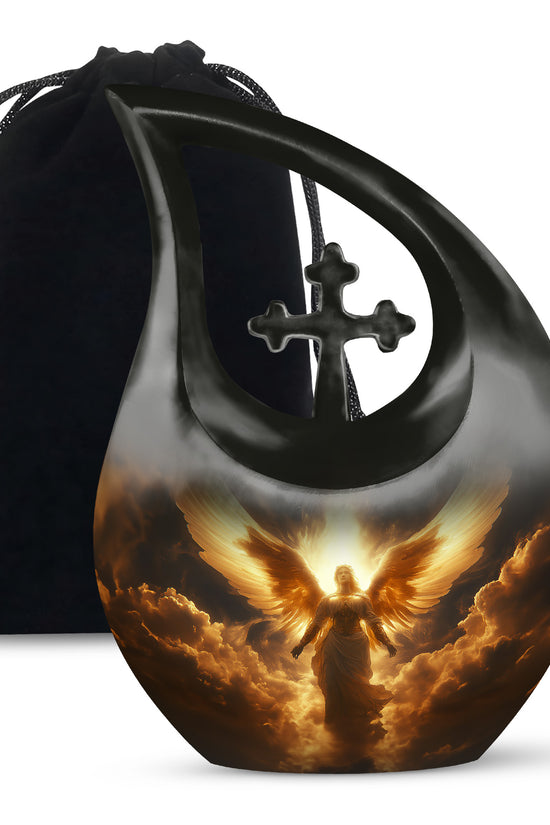 Heavenly Guardian Angel Funeral Urn - Golden Cloud Memorial Urn For Ashes