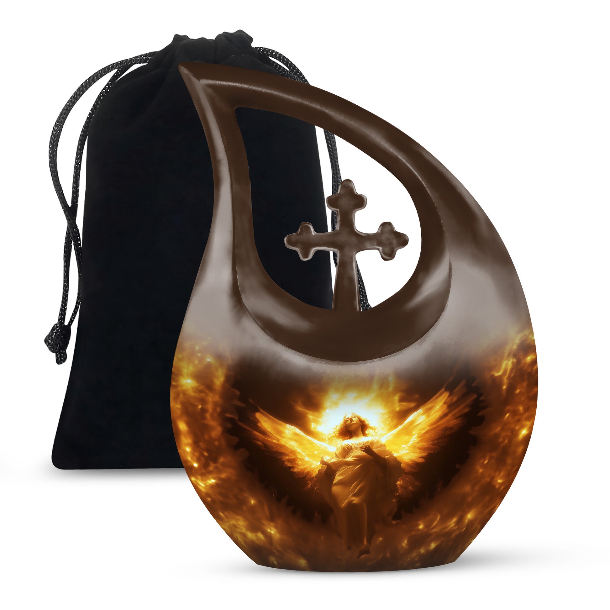 Divine Fire Wings Angel Urn - Glowing Heaven Light Memorial For Loved Ones