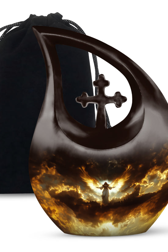 Guardian Angel Cremation Urn - Heavenly Glow Funeral Urn For Burial