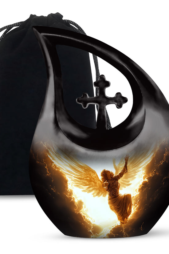 Elegant Angel Memorial Urn - Golden Lightning Funeral For Loved Ones