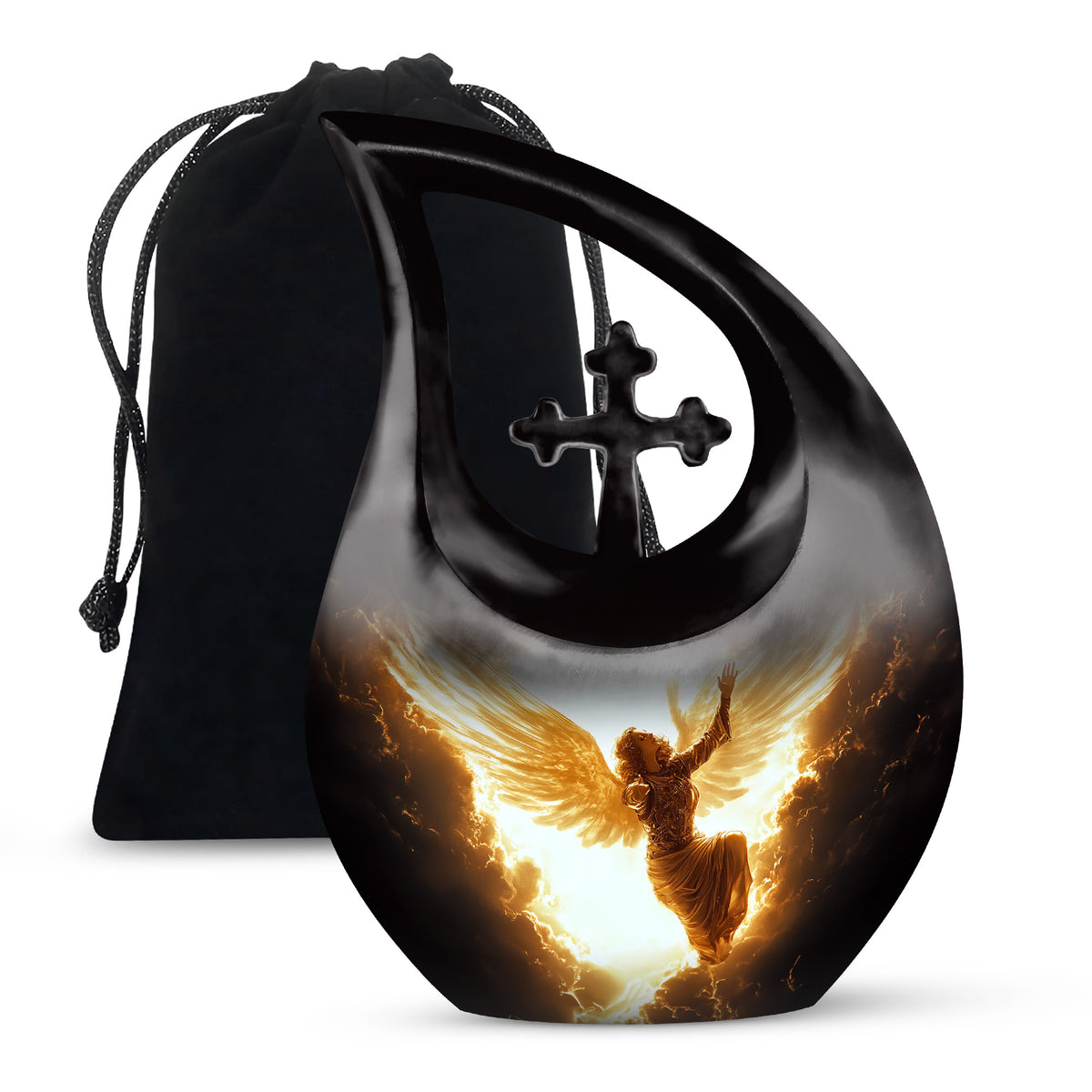 Elegant Angel Memorial Urn - Golden Lightning Funeral For Loved Ones